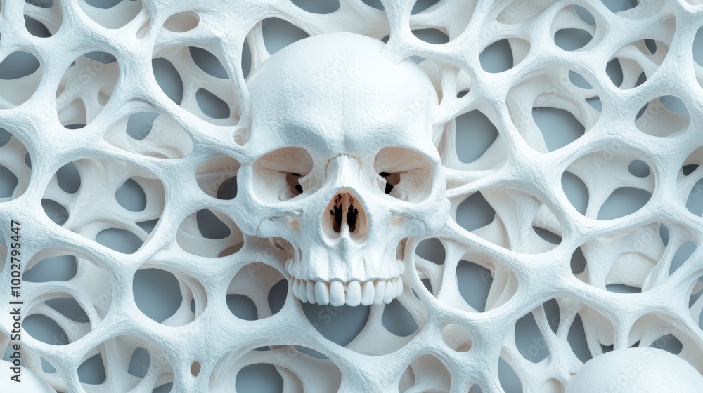 Poster intricate skull and bone structure background
