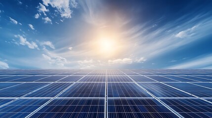 Solar Panels Under a Bright Sky