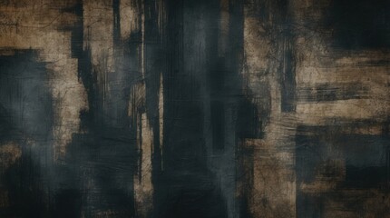 abstract artwork uses a monochromatic scheme of black and brown to depict a weathered and aged surface