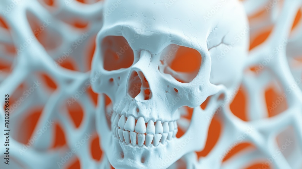 Poster realistic skull model with intricate background