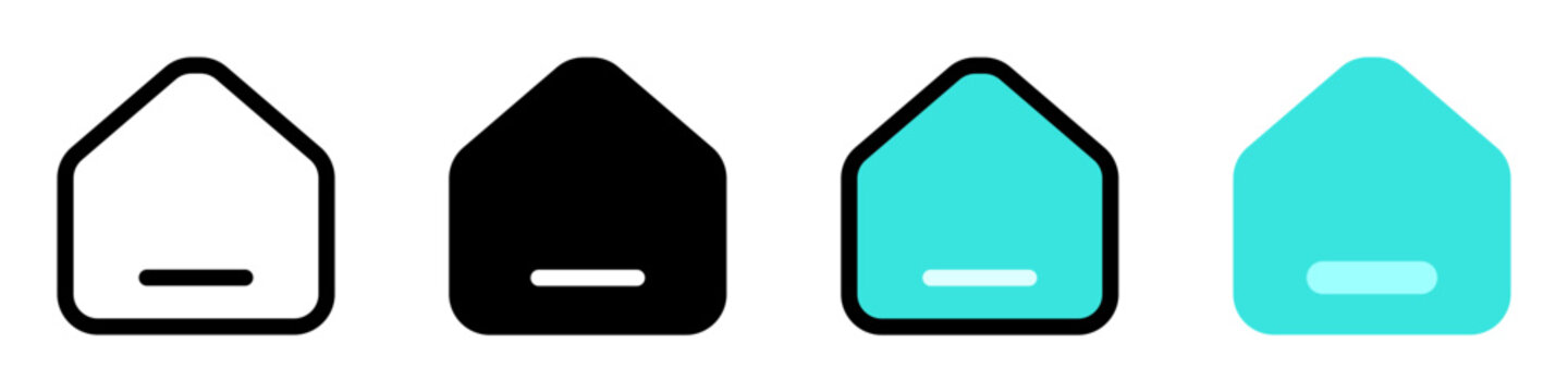 Vector home page button icon. Black, white background. Perfect for app and web interfaces, infographics, presentations, marketing, etc.