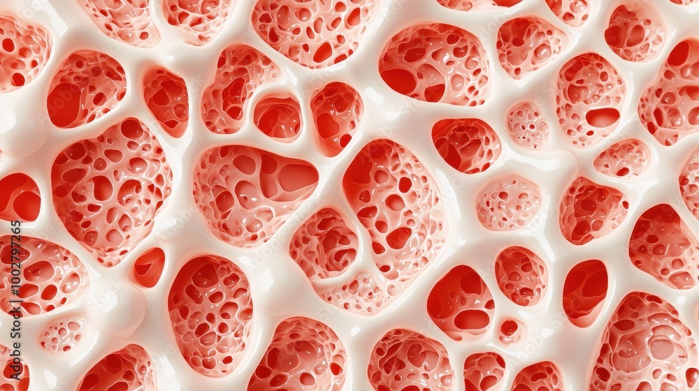 Poster abstract red and white cellular structure background