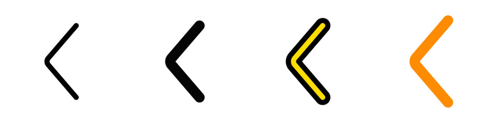 Vector single arrow chevron left icon. Black, white background. Perfect for app and web interfaces, infographics, presentations, marketing, etc.