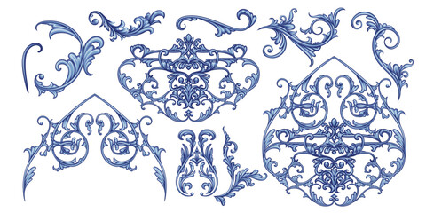Decorative frame in Baroque style, intricate vector design
