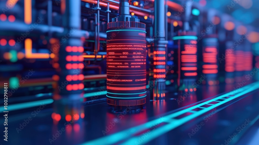 Poster futuristic data storage concept in a neon environment