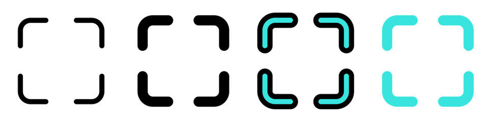 Editable vector fullscreen scan screenshot icon. Black, transparent white background. Part of a big icon set family. Perfect for web and app interfaces, presentations, infographics, etc