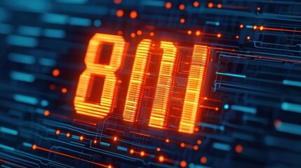 Obraz premium Futuristic Number Display with Digital Circuit Background