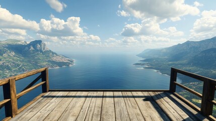 Standing on a wooden lookout, with the ocean stretching infinitely ahead