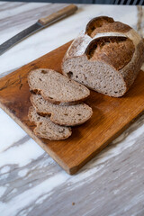 sliced ​​whole wheat bread on wood