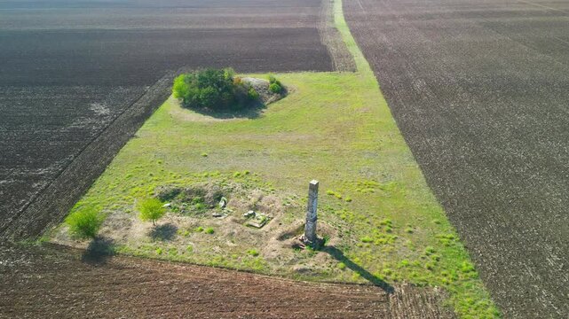 Drone view at Lesicheri Obelisk (Marko&rsquo;s Stone) &ndash; Enigmatic Ancient Roman Structure &ndash; Bulgaria&rsquo;s Tallest Surviving Landmark