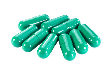 Multiple capsules isolated on transparent background.