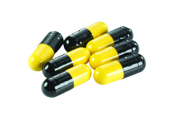Multiple capsules isolated on transparent background.