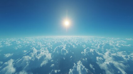 A bright skyscape with minimal clouds, deep blue sky