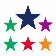 Obraz premium A set of six colorful stars, each in a different shade of blue, green, purple, red, and orange. These simple and versatile stars are perfect for adding a touch of whimsy to your designs.