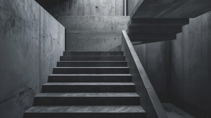 Fototapeta premium Modern Concrete Staircase in Minimalist Architecture