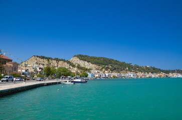 Fototapeta premium sea, ships and waterfront in Zante on the island of Zakynthos