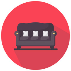 couch round flat vector icon