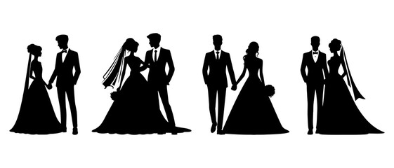 bridegroom holding hands silhouette black filled vector Illustration icon