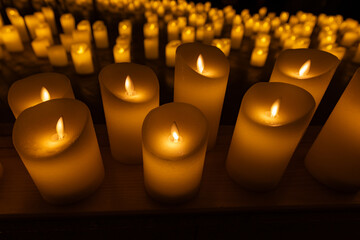 candles on the concert stage background