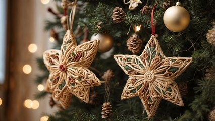 Handcrafted Traditions: Straw Ornaments Warming the Christmas Tree