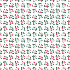 pattern of decorative winter flowers ornaments in soft color tones