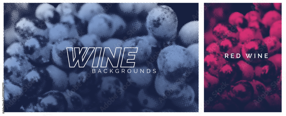 Poster presentation cover template. image of grapes with vector halftone effect. ideal for wine designs.