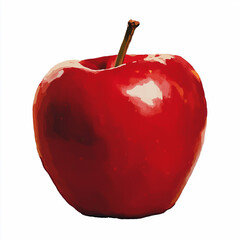 Painting of an apple with a transparent background