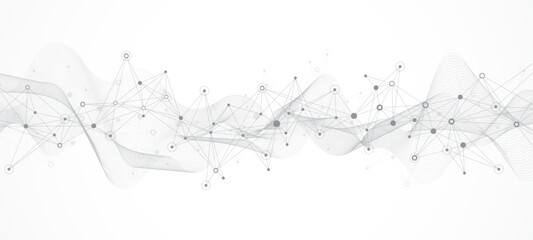 Naklejka premium Global network connection banner design template. Header social network communication in the global business concept. Big data visualization. Internet technology