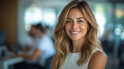 Obraz premium Smiling attractive confident professional woman posing at her business office