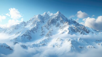 Obraz premium Stunning Wind Turbine Farm Surrounded by Snow-Covered Mountains