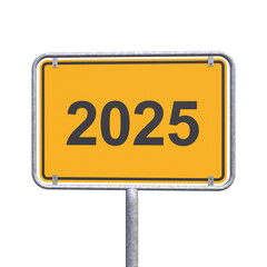 3d Illustration - Ortsschild - Ortstafel - 2025 - Freisteller - Freigestellt