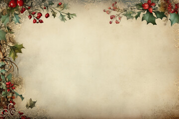vintage luxury letter border with christmas style red and green toned,ultra details,empty space,Generated By Ai