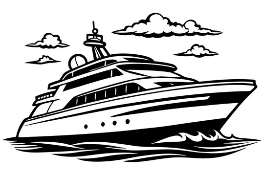 recommend clip art: vector yacht silhouette illustration on white background