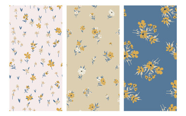 Seamless spring vector pattern with floral motif for dress fabric