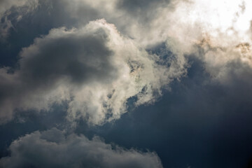 Gathering Storm Clouds Illuminated by the Sun