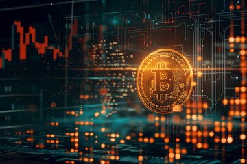 Obraz premium A stack of gold coins bitcoin on them