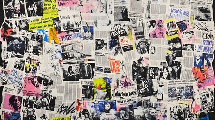 Fototapeta premium Colorful Newspaper, Press, Colorful Collages, Abstract Image, Texture, Pattern Background, Wallpaper, Cover and Screen of Smartphone, PC, Laptop, 9:16 and 16:9 Format