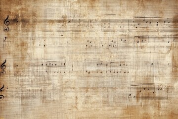 Fototapeta premium Vintage music sheet background with faded notes and antique feel for creative design projects
