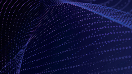 Obraz premium Futuristic point wave of particles. Visualization of sound waves. Technology or science banner. Abstract digital 3D wave. Vector illustration.
