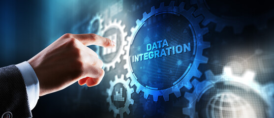 Inscription Data Integration. Internet concept. Industrial and smart technology 2024