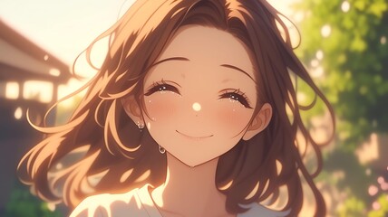 涙を流すアニメ調の日本人美少女