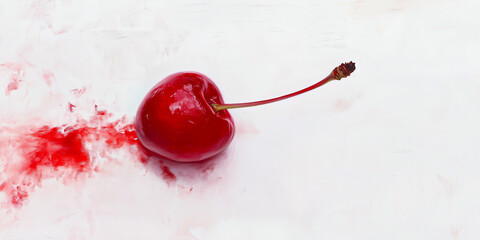 Painting of a cherry with a white background