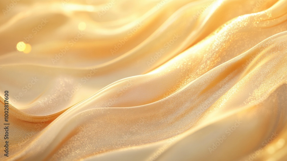 Poster soft, flowing golden waves with a sparkling finish, creating an elegant and luxurious backdrop.