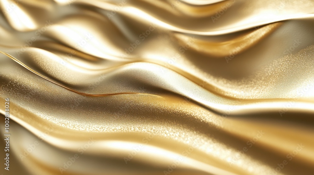 Poster sparkling gold wave patterns with a smooth and glossy texture, evoking a luxurious and sophisticated