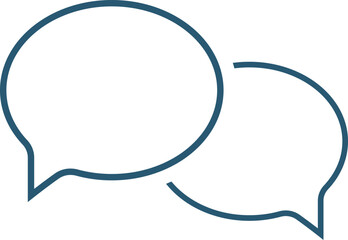 Icon of two overlapping chat bubbles. Outline vector illustration with transparent background.