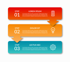 Infographic template with 3 arrows pointing down. Vector design elements for infographics. Can be used for workflow layout, diagram, chart, graph, web design.