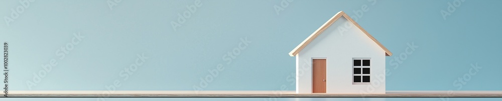 Aufkleber minimalistic house model on a plain background symbolizing property management with ample copy space