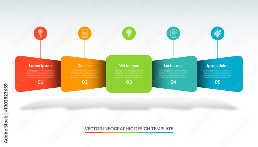 Canvas Prints infographic design template with 5 options, steps. can be used for timeline visualization, graph, ch