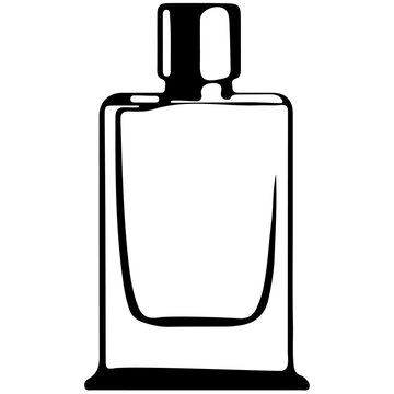 recommend clip art: glass square bottle logo icon for various fragrances drawn in line art style, vector
