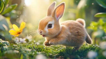 Fototapeta premium A Curious Bunny in the Meadow